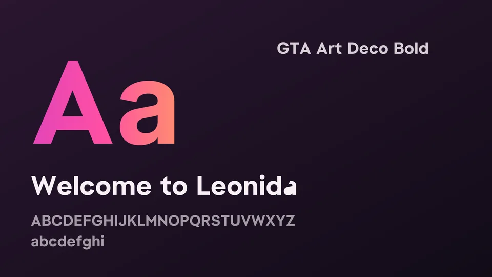 Type specimen for GTA Art Deco Bold