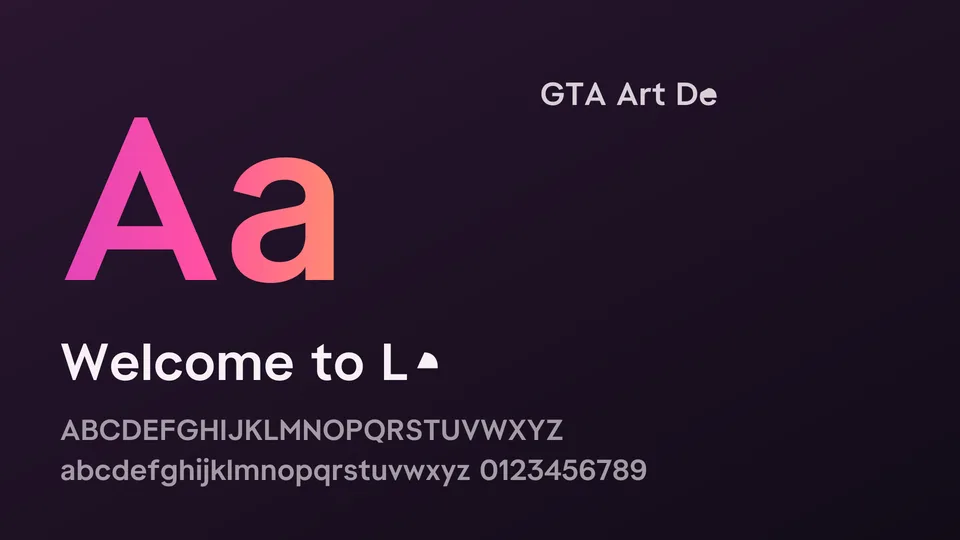 Type specimen for GTA Art Deco Medium