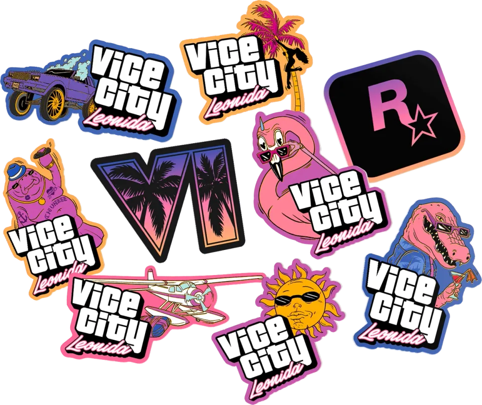 GTA VI Collectors Vice City Leonida Stickers Transparent